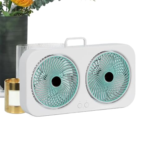 Genérico Ventilador Pequeño De Mesa - Enfriador De Aire Doble Cabezal | Funcionamiento Silencioso, Recargable USB Y Colgable Para Dormitorio, Gimnasio, Habitación Infantil Y Tienda De Campaña