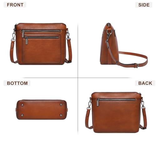 Image of COOLCY Genuine Leather Crossbody Bags for Women Purses and Handbags for Ladies with Multiple Pockets Shoulder Satchel Bag