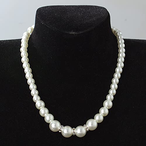 COLORFUL BLING 1920s Classic Faux Pearls Necklace Multi-Layer Strand Bracelet Dangle Earrings Set Beads Accessories Wedding Costume Party Jewelry for Women 6