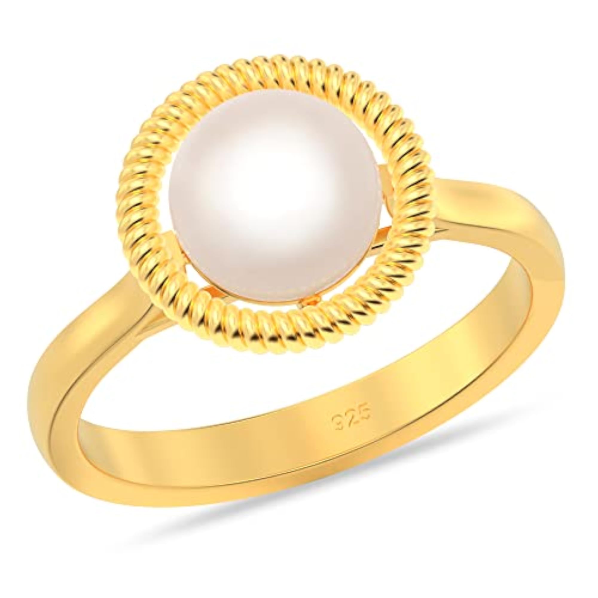 Women's 925 Sterling Silver Pearl Ring, 9MM Button Shape
