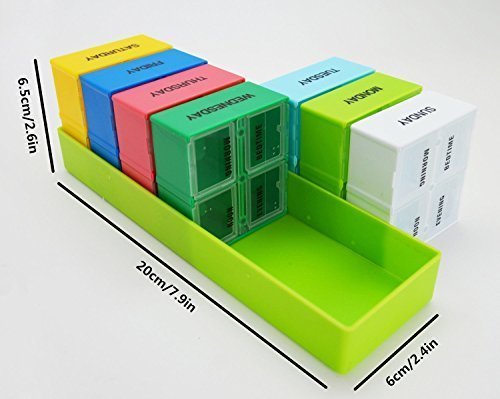 Lifestyle-You Medicine Pill Storage Box Organiser with Case and 7 Large Box with 4 partitions Each. Organise Your Weekly Medicines Conveniently. 2 41DyyBmP4DL