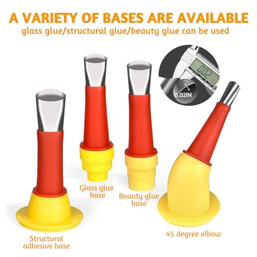 30-in-1 Ein Satz einteiliger Edelstahldüsen Silikon zum Abdichten, Kartuschenspitzen, Silikondüsen Universal Integrierte Gummidüse Werkzeug Kit, Edelstahl Dichtungsdüse Werkzeug Silikontüllen