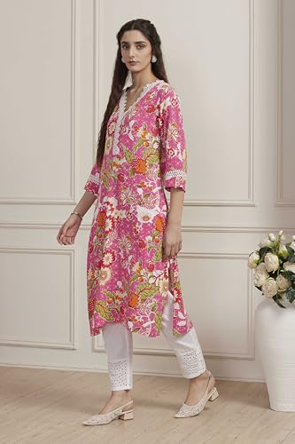 Image of BIBA Women Floral Printed Straight Kurta