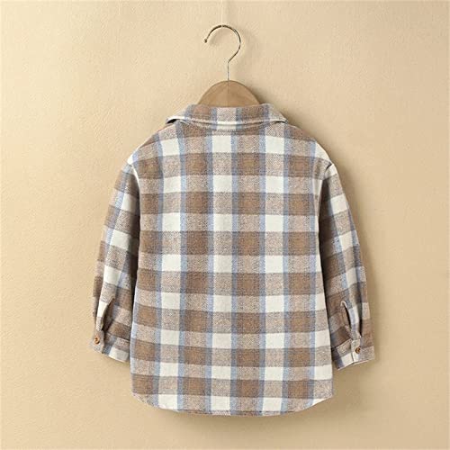 Boys Girls Cute Plaid Shirt Long Sleeve Poplin Flannel Jacket Button Down Casual Pocketed Shirts Birthday Vacation Outfits3