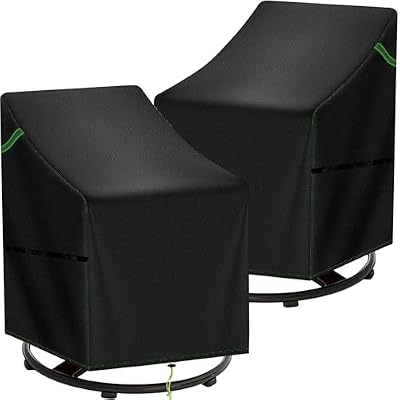 TIFILE Adirondack Chair Cover, Patio Rocking Chair Covers Waterproof 2 Pack, 420D Swivel Chair Covers for Outdoor Furniture, Lounge Lawn Deep Seat Cover, Black, 33.4" L x 33.4" W x 35.4"