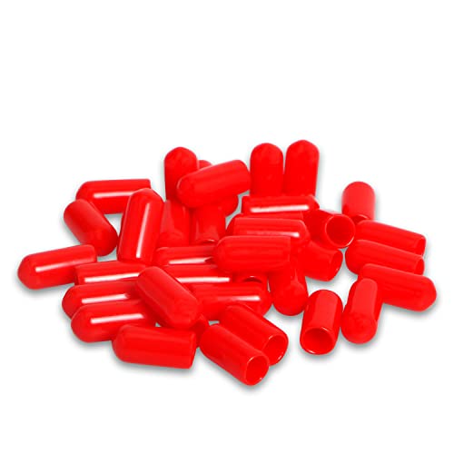 Image of 50PCS ID6mm(1 /4 inch) red PVC Rubber end caps, Vinyl Flexible end caps, Round Pipe end caps, Bolt Thread Protector Safety caps