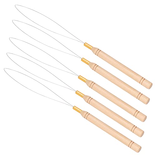 TARSHYRY Roser de Cuentas para el Cabello, Herramienta de Bucle de Cabello 5 Piezas de Extensión de Cabello Kit de Aguja de Bucle Anti -slip de Manzan