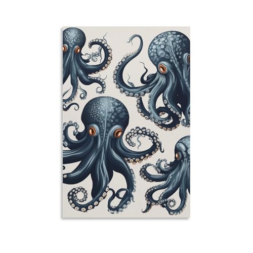 Toile murale pieuvre unframe decoration murale imprimee pour sejour et chambre