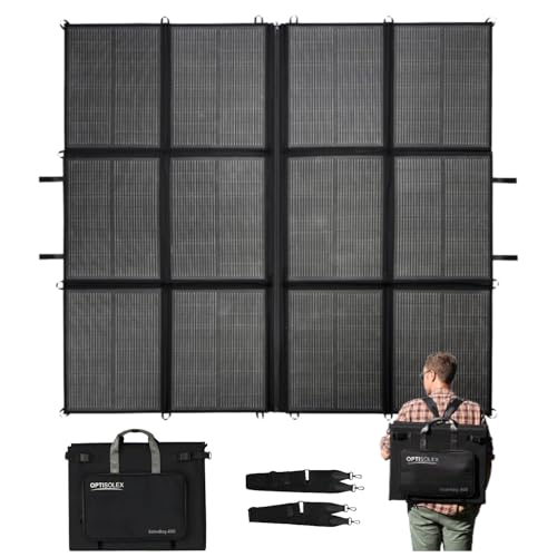 OPTISOLEX 440W Portable Solar Panel 17.2lbs Foldable SolarBag Splits 2220W Solar Blanket 25% High Efficiency Lightweight Solar Panel Charger for Camping RV SUV Marine Off Grid