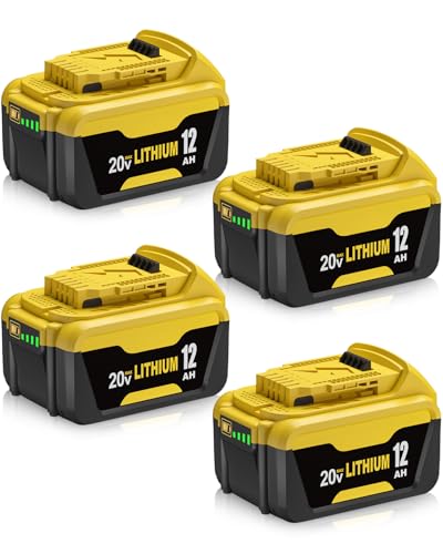 Image of 12Ah Lithium Ion Replacement for Dewalt 20V Max Battery High Capacity 4Pack
