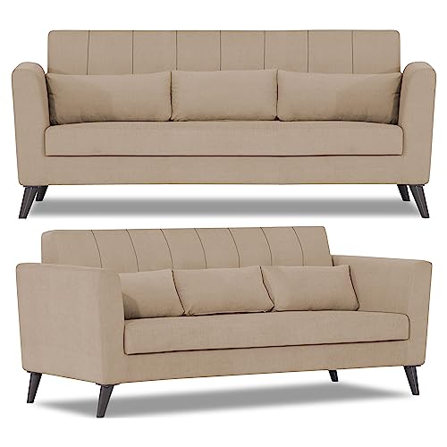 Image of Adorn India Daniel 3+1+1 5 Seater Sofa Set (Beige) (3 Year Warranty)