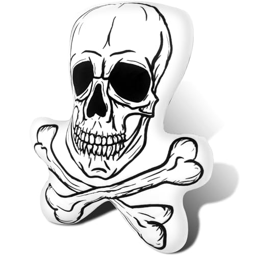 HSLCGF 14-inch Skull Plush Pillow Shape of Bones Plush Pillows for Room Decoration Hugging Doll Soft Gifts for Sofa Couch Bed