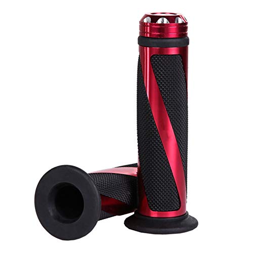 LERTREE 7/8" Aluminum Rubber Gel Hand Grips for Motorcycle Sports Bikes Handlebar (Red)