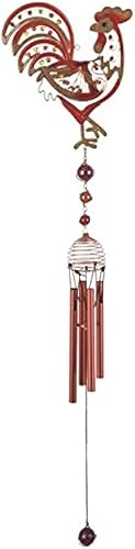 StealStreet SS-G-99270 Campanilla de viento de cobre y gallo, decoración de jardín, decoración de porche colgante