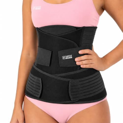Image of Sifoz 3 in 1 Postpartum Support - Recovery Belly Belt Free Size Abdominal Support for post Delivery, Slimming Waist, Lower Back Pain, Tummy Reduction Belt For Belly After Delivery C-Section (Black)