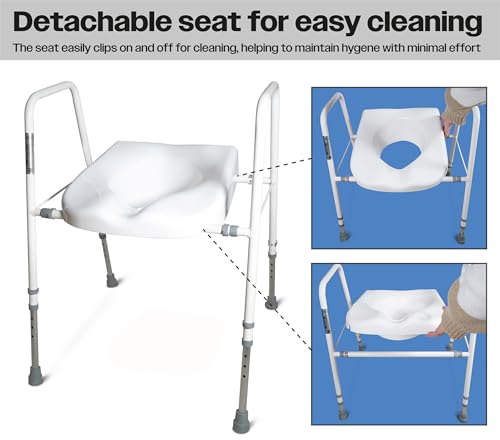 Aidapt Raised Toilet Seat and Frame.Height,Width Adjustable,Non-Slip Ferrules,Toilet Surround,Integral Armrests,Push-Pin Adjustment,No Tools Required,Supplied Assembled,Elderly,Hip Surgery Recovery - Image 6