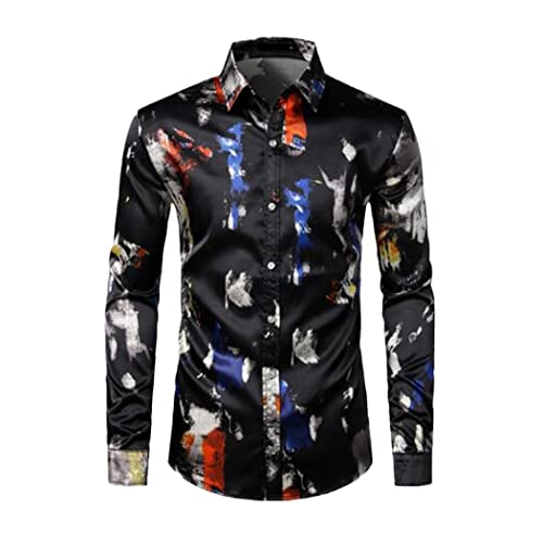 Chemise en soie imprimée homme coupe ajustée idéale pour les grandes morphologies XL