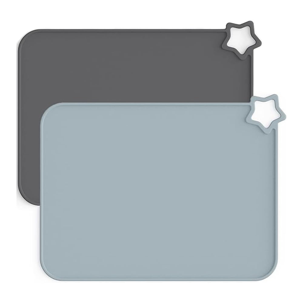 TOMVAES 2 Packs Silicone Placemats for Baby & Kid, Portable Heat Resistant Toddler Table Mat | Non-Slip Stain Resistant | Dishwasher Safe