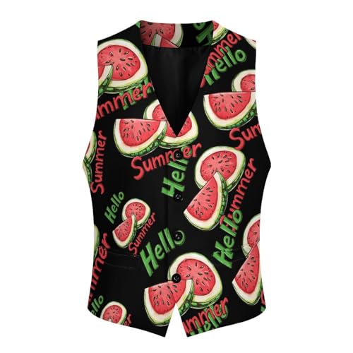 Watermelon Men's Suit Vests Business Formal Dress Vest V-Neck Waistcoat for Wedding Casual4