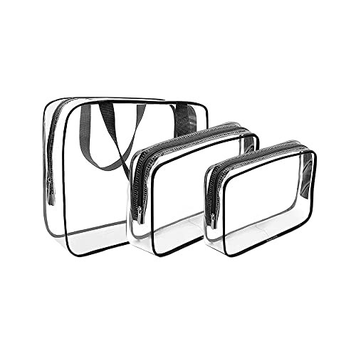 Niaciswe Kulturbeutel 3 Stück Kulturbeutel Transparent Kosmetikbeutel Reise Set Kosmetiktasche Make-up Tasche Wasserdicht Reisetaschen PVC Kulturtasche Toilettentasche für Flugreise Flugzeug Cover