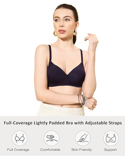 Image of Leading Lady Women Printed Lightly Padded Non Wired Seamless T-Shirt Bras | Adjustable Straps | Full Coverage | Everyday Bra (Pack of 1)
