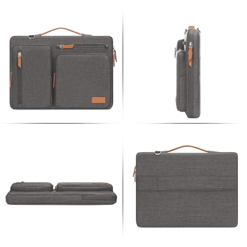 Image of MOSISO 360 Protective Laptop Shoulder Bag,17-17.3 inch Computer Bag Compatible with MacBook, HP, Dell, Lenovo, Asus Notebook,Side Open Messenger Bag with 4 Zipper Pockets&Handle, Taupe Gray