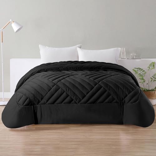 IlGruppone Trapunta Elegante Matrimoniale In Velluto Piumone Invernale Effetto Piuma 580 Gr/Mq Piumino Caldo Due Piazze Duck Friendly - Nero - Matrimoniale