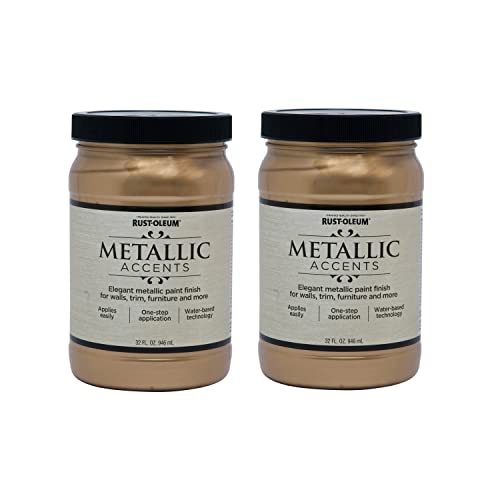 Rust-Oleum 253537-2PK Metallic Accents Paint, Quart, Soft Gold, 2 Pack