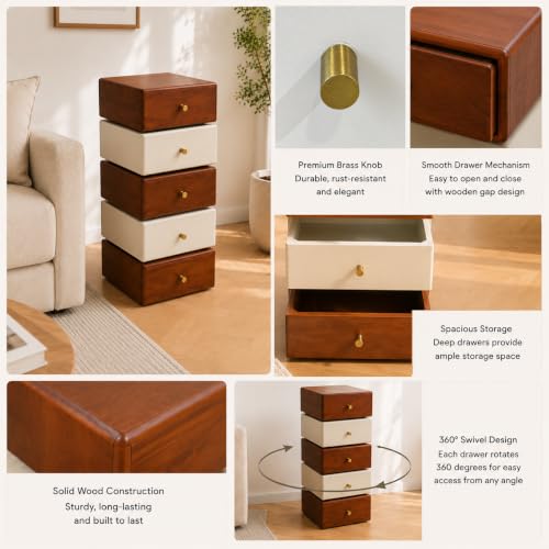 Image of The Attic Solid Wood Acko Drawer Chest | Wooden Chest of Drawers | Bedroom Livingroom Storage | Handcrafted Mango Wood