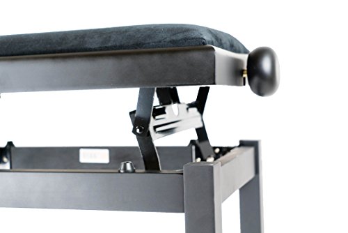 Gearlux Adjustable Piano Bench with Smooth Velvet Top - Black Matte - Thumbnail 7