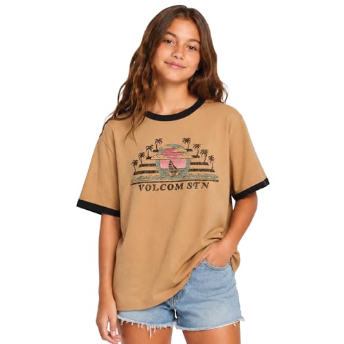 Image of Volcom Girls Shirts - Casual Crewneck Short Sleeve Graphic Tee Trendy Tops - Breathable Girls Summer Clothes