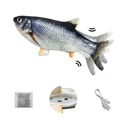 Floppy Fish Dog Toy,Floppy Fish Cat Toy,11" Realistic Interactive Perky Pet Floppy Fish,USB Charging Floppy Fish Friend Dog Toy,Dog Fish Toy Flopping Can Chew and Kick,Reducing Stress for Cats Dogs