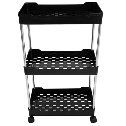 SOIMISS Carrito de Almacenamiento con Ruedas Resistente Versátil para Baño Cocina y Hogar Práctico y Portátil Diseño Compacto Negro