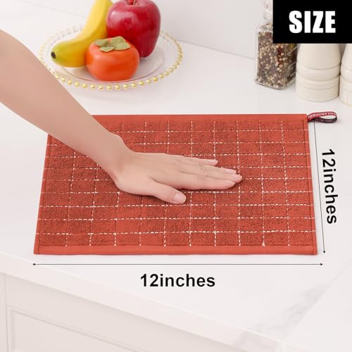 Image of Homaxy 100% Cotton Terry Kitchen Towels, 8 Pack, Rust