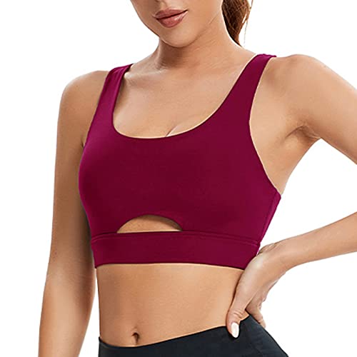 SJBYST Padded Sports Bra Women High Impact Support Racerback Sexy Yoga Bra for Running Workout Gym Activewear Sports Bra Red Large