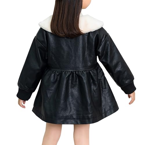 Betusline Little Baby Girls Faux Leather Fleece Lined Jacket Winter Coat, 12 Months - 7 Years2