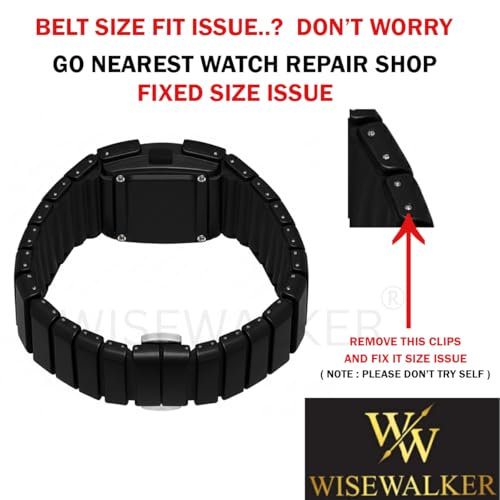 Image of WiseWalker Unisex GenZ Luxury Style Digital Gold Watch Unique Band with LED Display Digital Watch | Retro Digital LED Watch Black Display Screen Modern Fashion Timepiece | Wristwatch For Men and Women