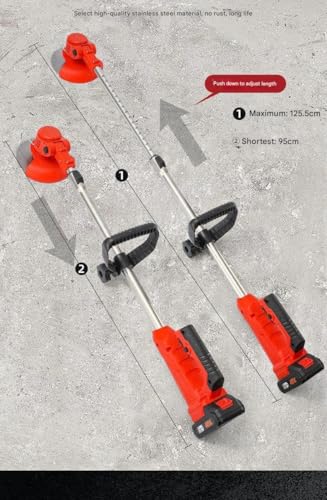 Image of Electric Wireless Rechargeable Edge Cutter 48V-25cm Cutting Width|3-in-1 Mower & Trimmer|Adjustable Height |3 Blade Types Professional High Carbon Stainless Steel (U-Shape-Red)