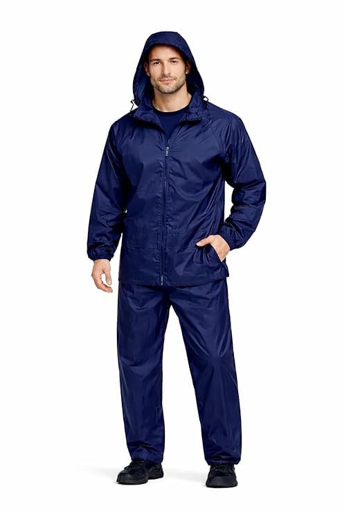 sf shakumbhari fab Men's Waterproof Raincoat Suit Polyester with Storage Bag Full Body Hooded Jacket and Pant Set Lightweight Windproof Rainwear for Travel Riding and Rainwalk-picture-40