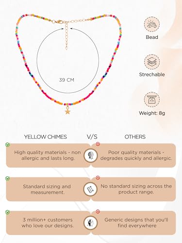 Image of Yellow Chimes Necklace for Women and Girls Beaded Necklace for Women | Multicolor Beaded Charm Choker Necklace for Girls | Birthday Gift for girls and women Anniversary Gift for Wife