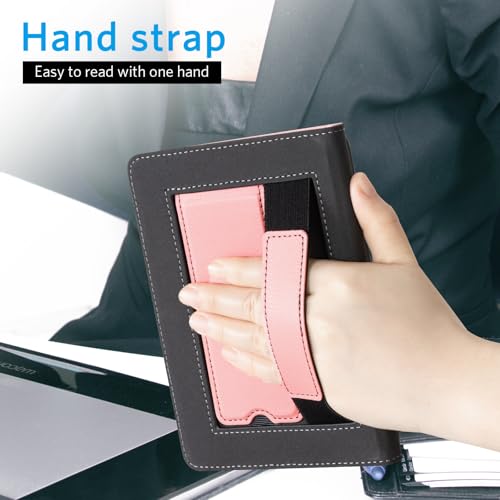 Image of CoBak Case for 6 inch E-Reader - PU Leather Smart Cover with Auto Sleep /Wake & Hand Strap, not Compatible with Kobo Clara,Lychee Pink