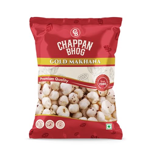 Image of Chappan Bhog Gold Makhana 100g | 5+ Suta Extra Large Foxnuts (Phool Makhana) | Raw Makhana (Lotus Seeds) | Healthy Snack | High Protein, Keto and Gluten Free | Fasting and Evening Diet Snack | Low in Fat