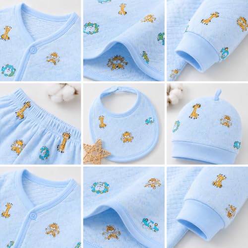 Image of First Kick Presents New Born Baby Summer Wear Baby Clothes 5Pcs Sets 100% Cotton Baby Boys Girls Unisex Baby Cotton /Summer Suit Infant Clothes First Gift for New Born Baby