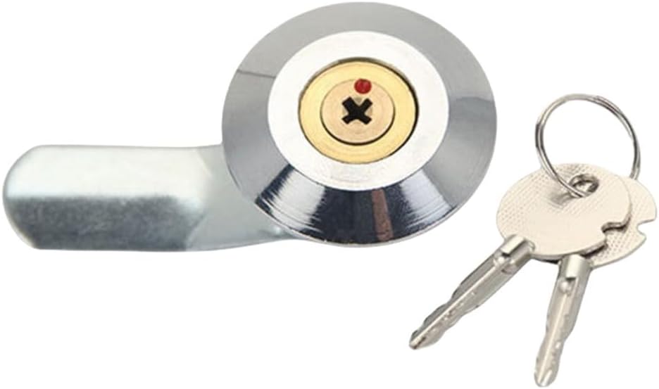 Industrial Cam Lock for Electrical Cabinet, Distribution Box and Equipment Locker, Heavy Duty Round Zinc Alloy Door Lock with Key, Silver Finish(A)