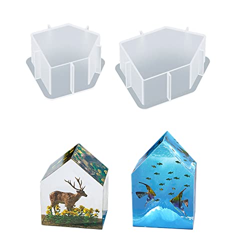 Cayway Silicone Large Resin Molds for Flowers 2 Size House Resin Mould 3D Epoxy Resin Molds Silicone Molds for Resin Casting for Flowers Preservation DIY Wedding Gift