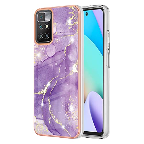 QIWEIQINGWH Compatible avec Coque pour Xiaomi Redmi 10 Marbre Coque TPU Gel Housse Etui Protection Ultra Fine Mince Léger Case Souple Coque pour Xiaomi Redmi 10.Purple YBD Cover