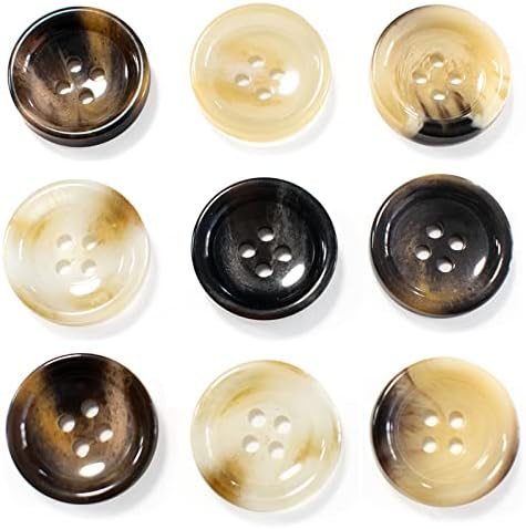 MiDube 30 PCS Resin Sewing Buttons with 6 Matte Pattern Size 4 Holes Round Craft Buttons for Sewing DIY Crafts Manual Button Painting Handmade Repair Cloth Mixed Color (Brown 20mm)