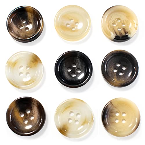 Midube 30 Pcs Resin Sewing Buttons With 6 Matte Pattern Size 4 Holes Round Craft Buttons For Sewing Diy Crafts Manual Button Painting Handmade Repair Cloth Mixed Color (Brown 20Mm) #TOP3