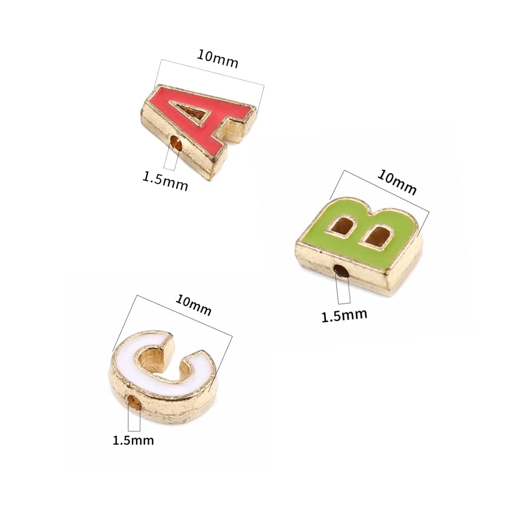ANSGGB 52Pcs Alloy Enamel Letter Shape Beads, Capital Alphabet 2 Sets of A-Z Charm Beads for DIY Bracelet Necklace Jewelry Making - Image 3