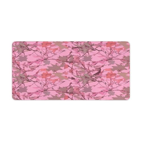 Pink Leaves Camo Desk Pad Large 12"x24"